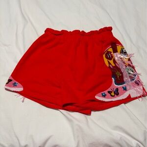 QUEEN OF SPARKLES Red cowgirl boot sequin shorts
